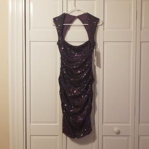 Purple Sequin Cocktail Dress